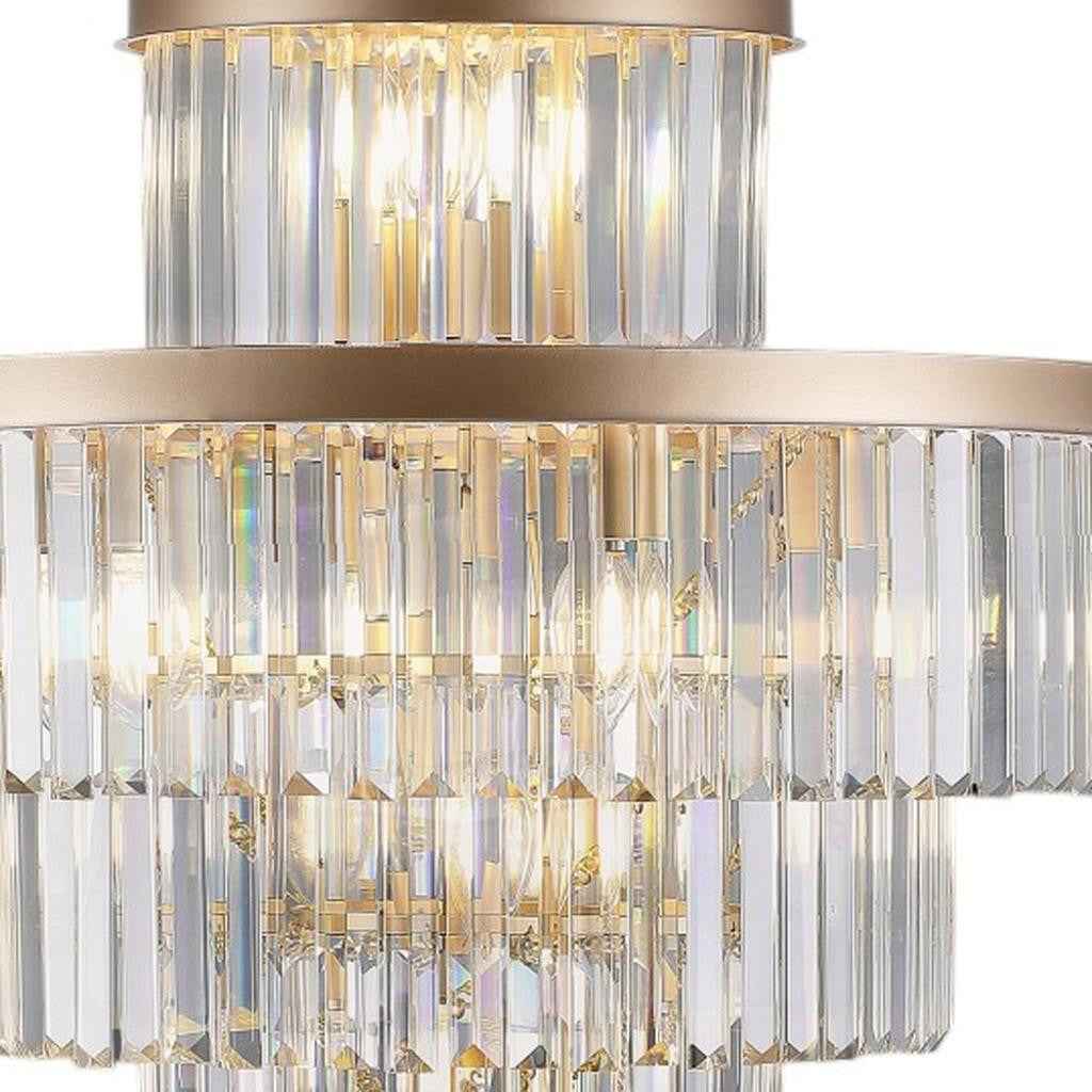 Gold Multi Light Metal Chandelier With Gold Shades