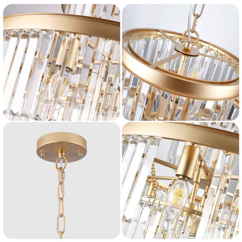 Gold Multi Light Metal Chandelier With Gold Shades