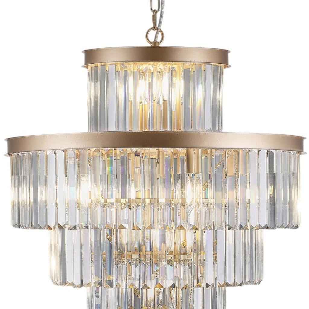 Gold Multi Light Metal Chandelier With Gold Shades