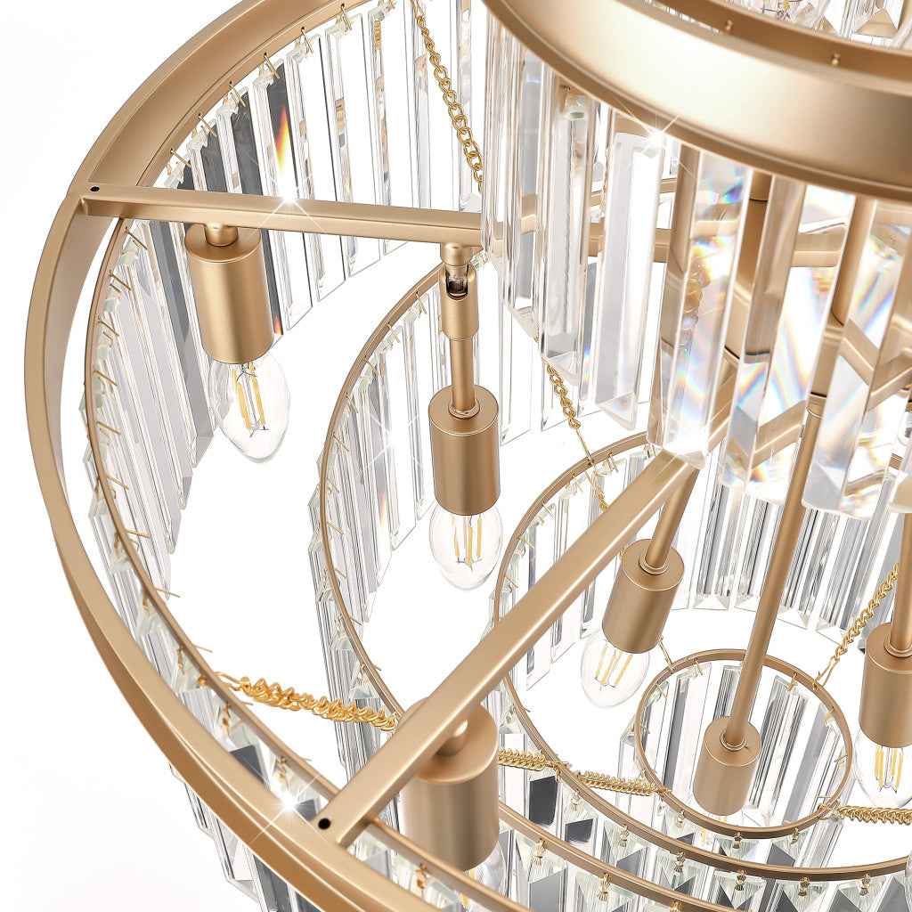 Gold Multi Light Metal Chandelier With Gold Shades