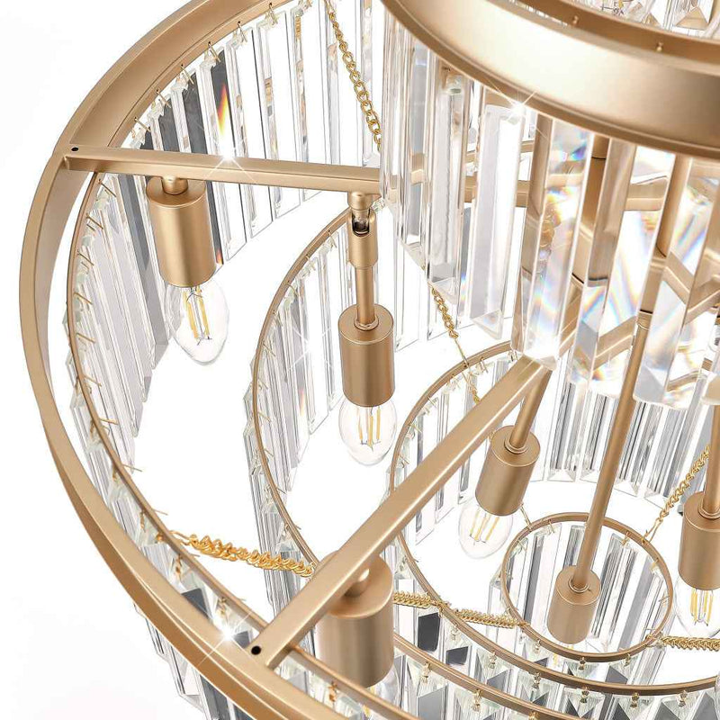 Gold Multi Light Metal Chandelier With Gold Shades