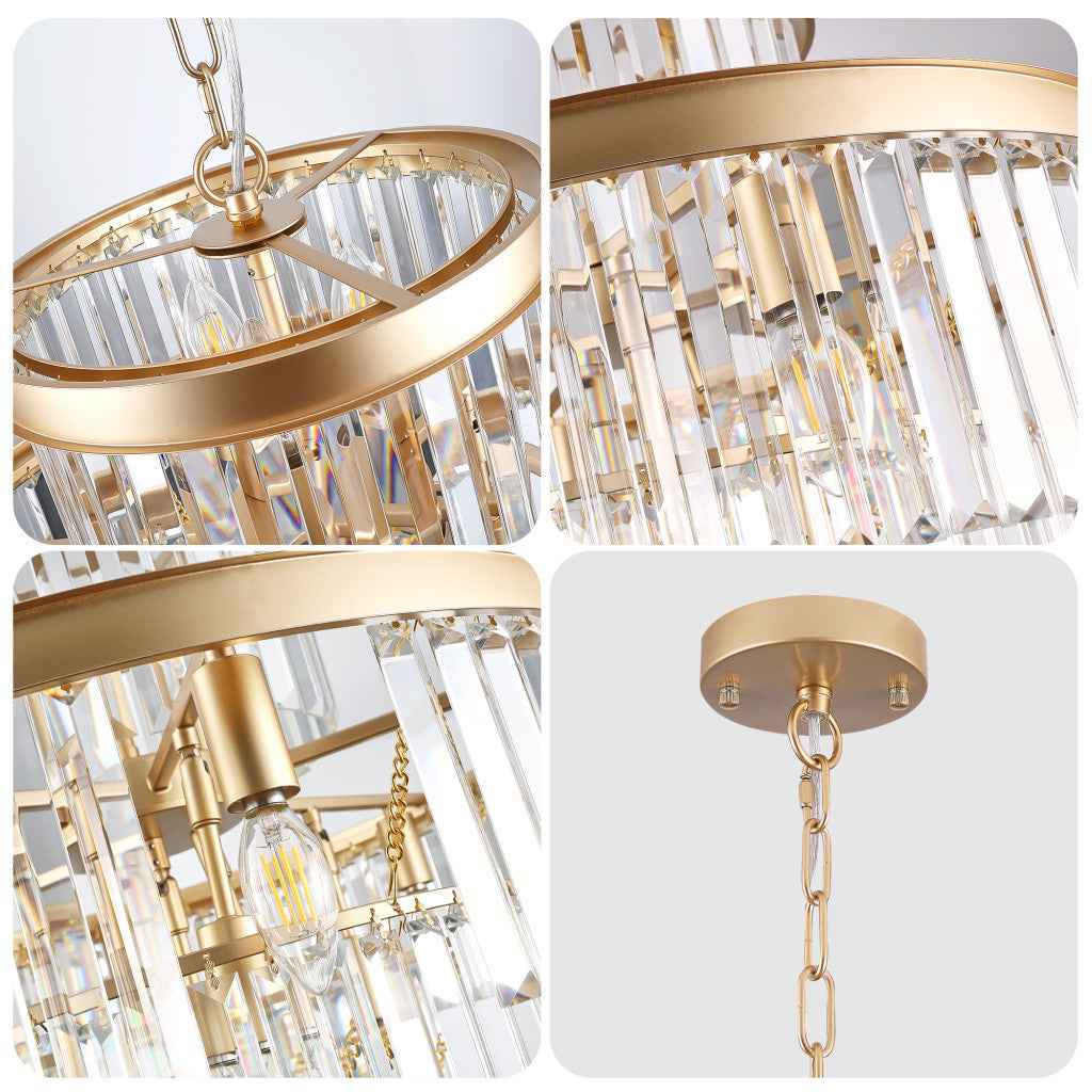 Gold Multi Light Metal Chandelier With Gold Shades