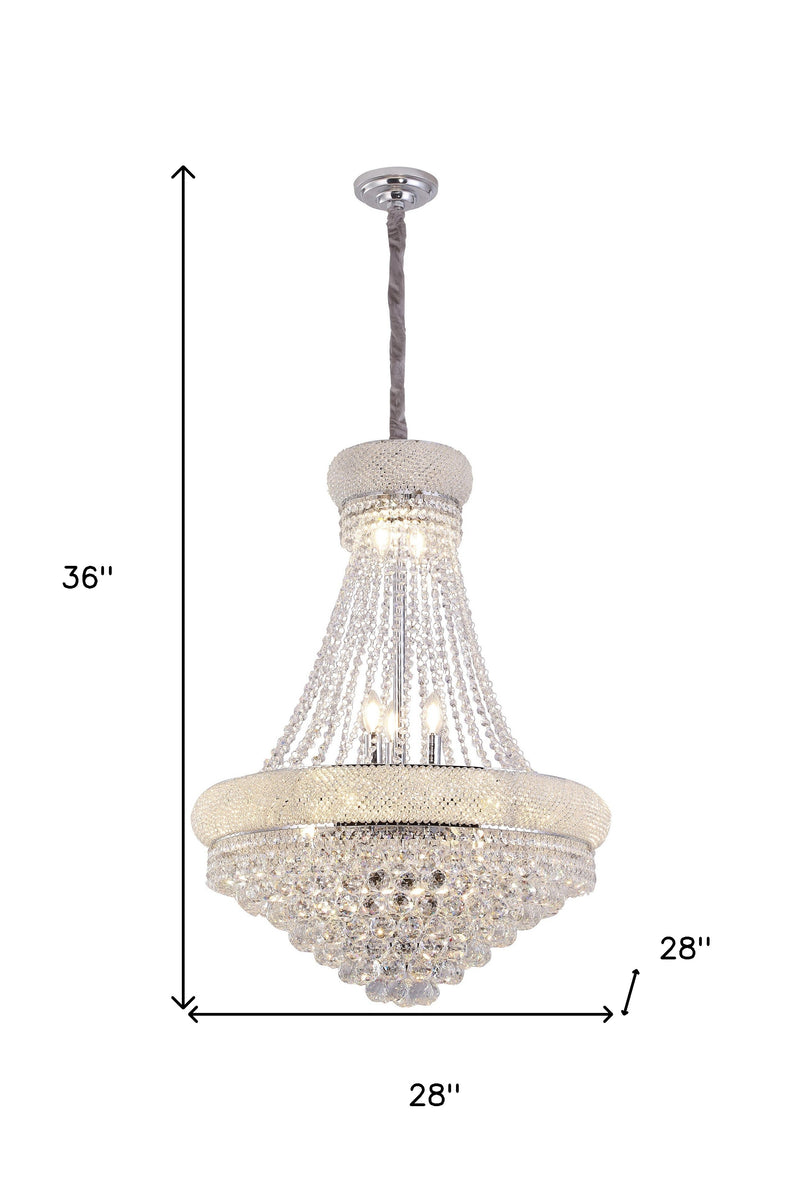 Clear And Silver Empire Multi Light and Metal Crystal Glass Dimmable Chandelier - Lighting