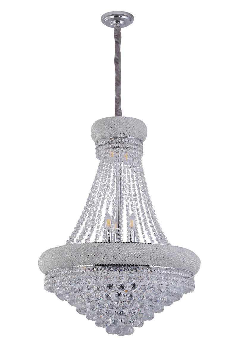 Clear And Silver Empire Multi Light and Metal Crystal Glass Dimmable Chandelier - Lighting