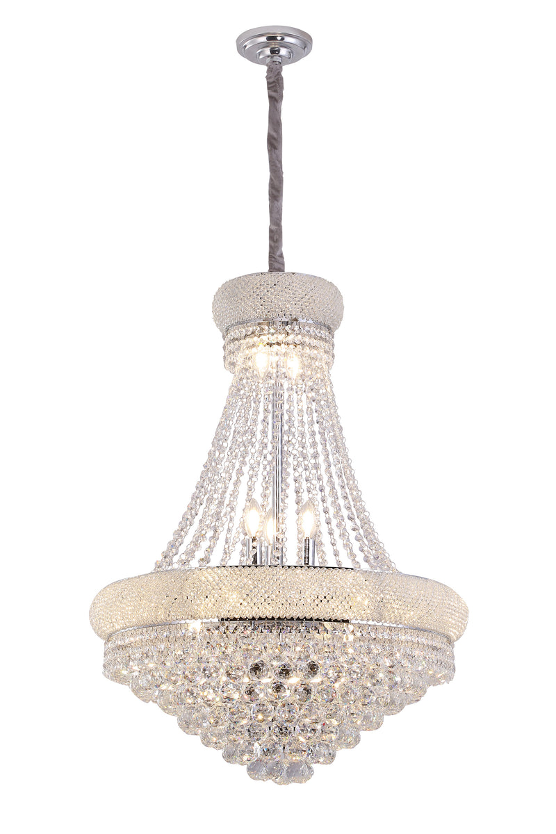 Clear And Silver Empire Multi Light and Metal Crystal Glass Dimmable Chandelier - Lighting