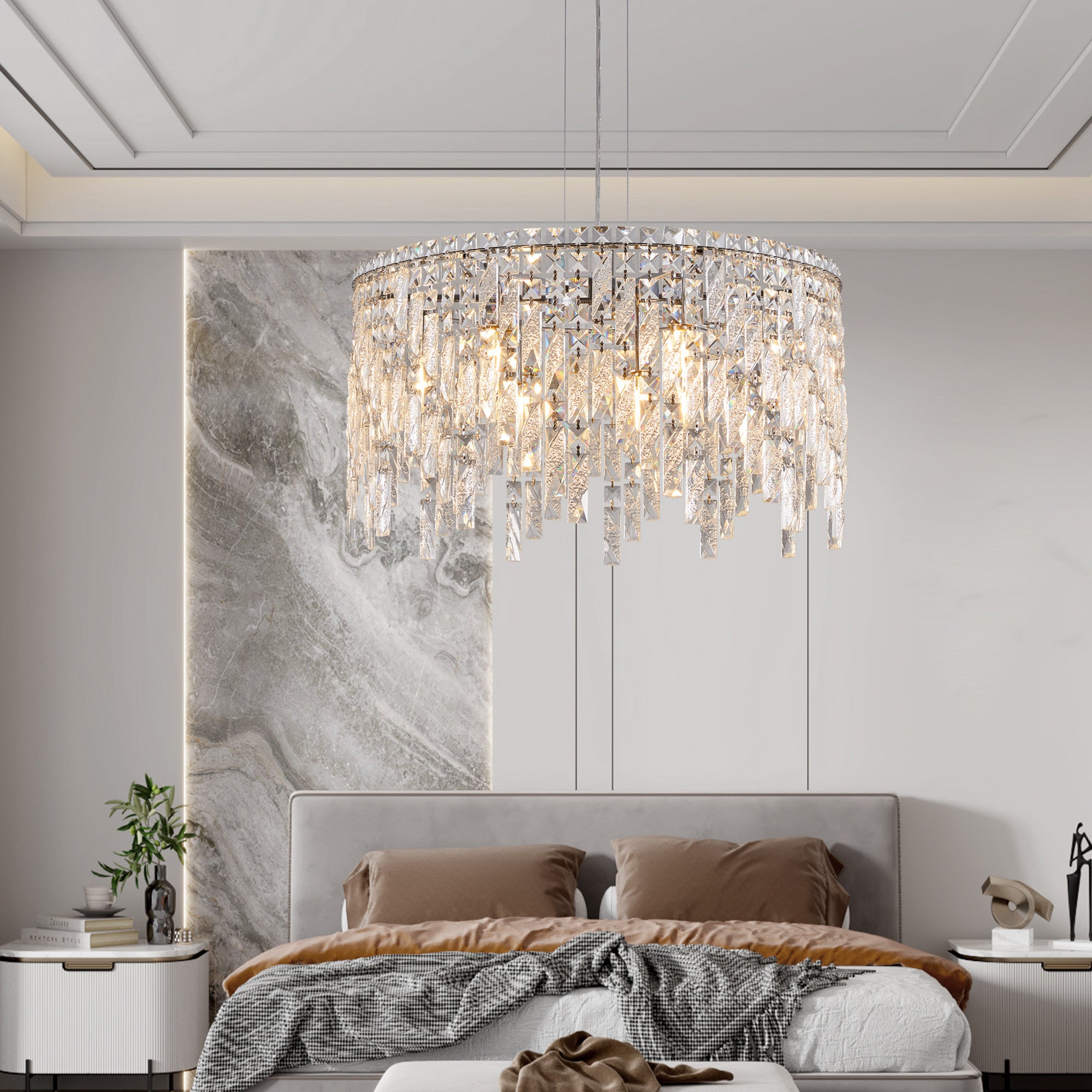 Silver Chandelier Metal Ceiling Light