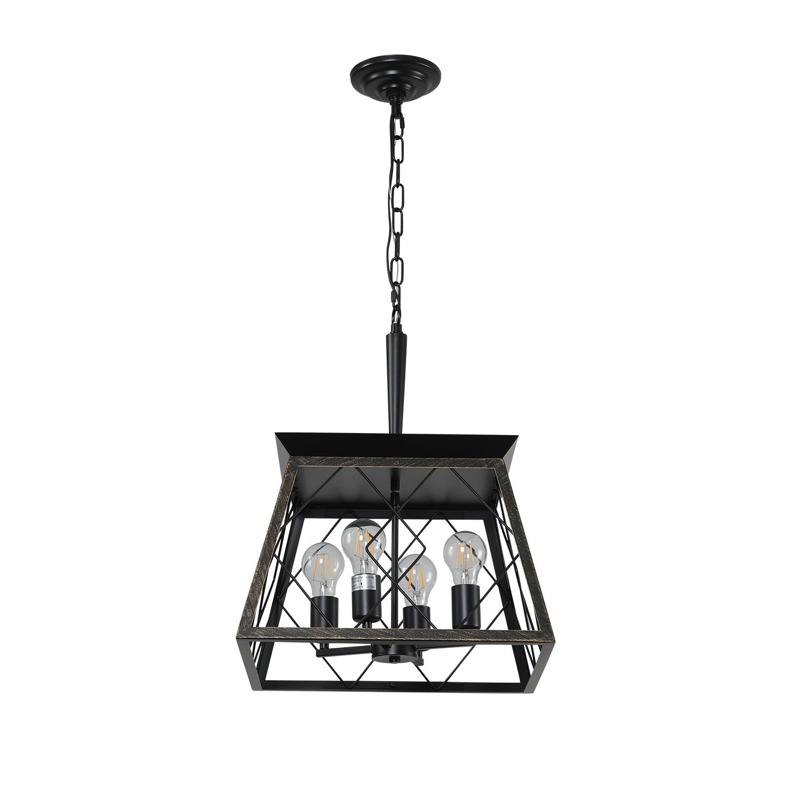 Gold Four Light Metal Chandelier With Gold Shades