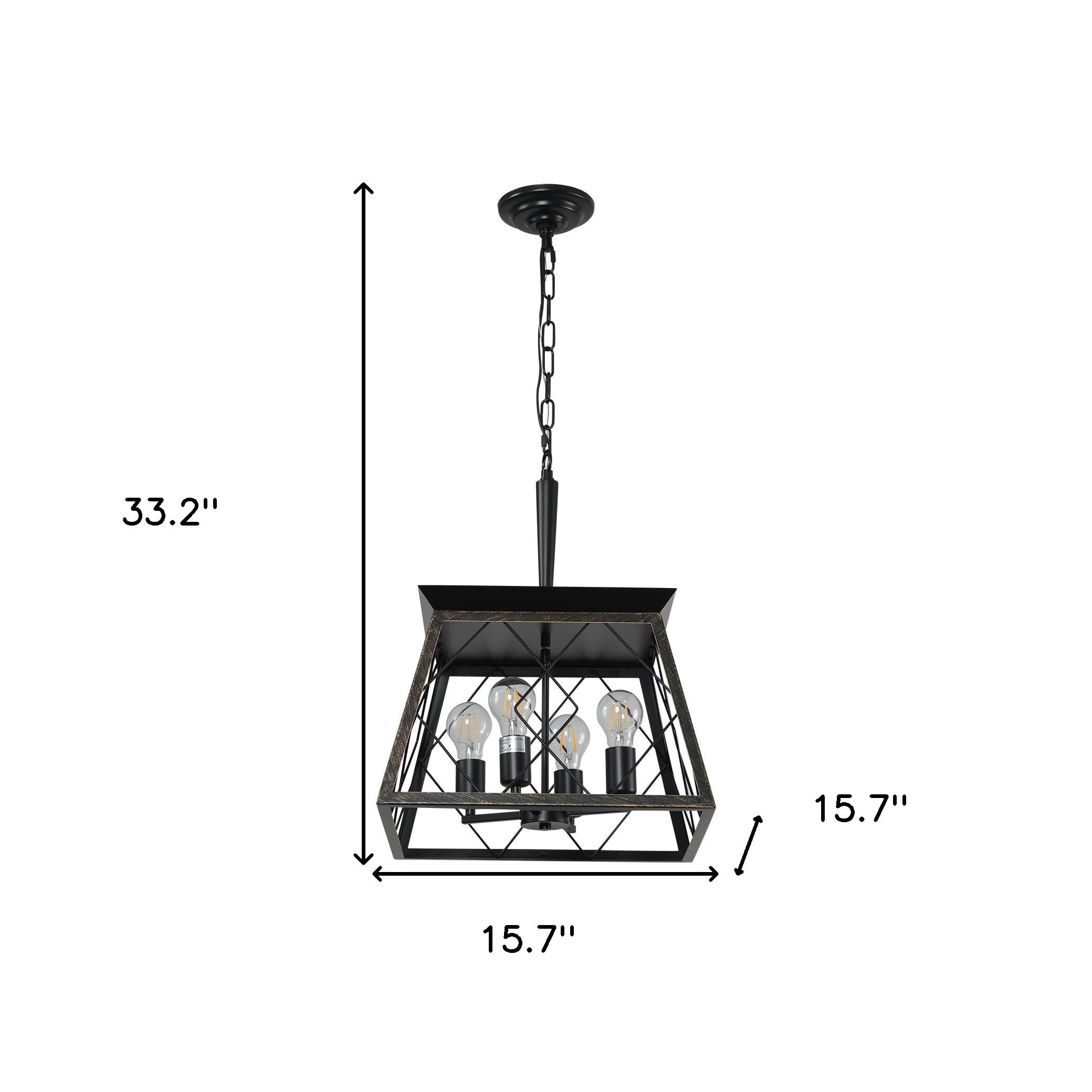 Gold Four Light Metal Chandelier With Gold Shades