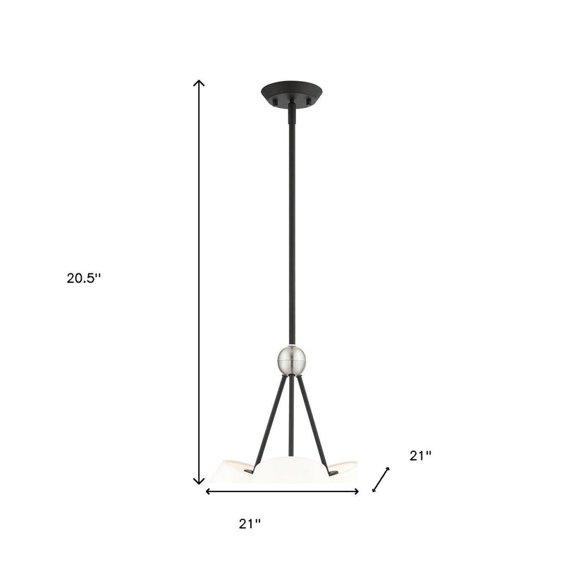 Black Three Light Dimmable Chandelier With Shades