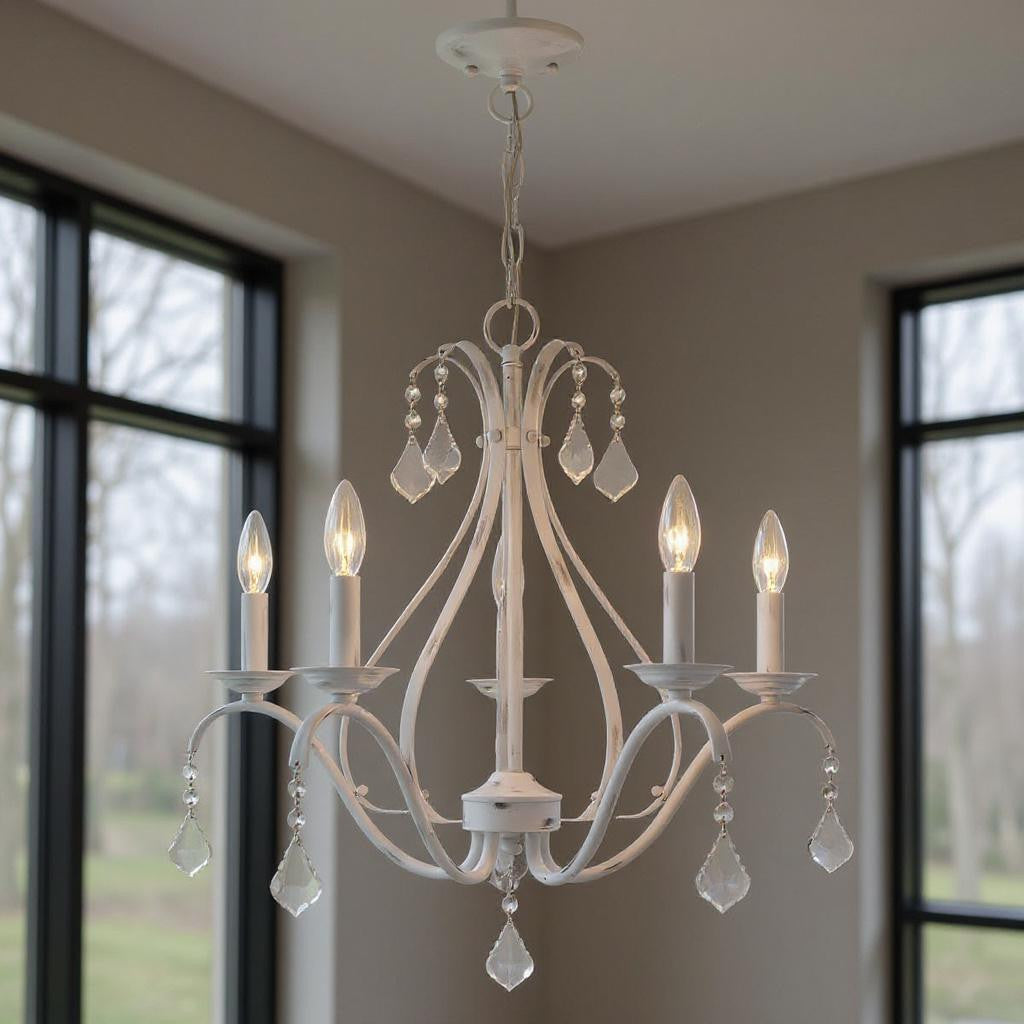 Five Light Dimmable Chandelier With Shades