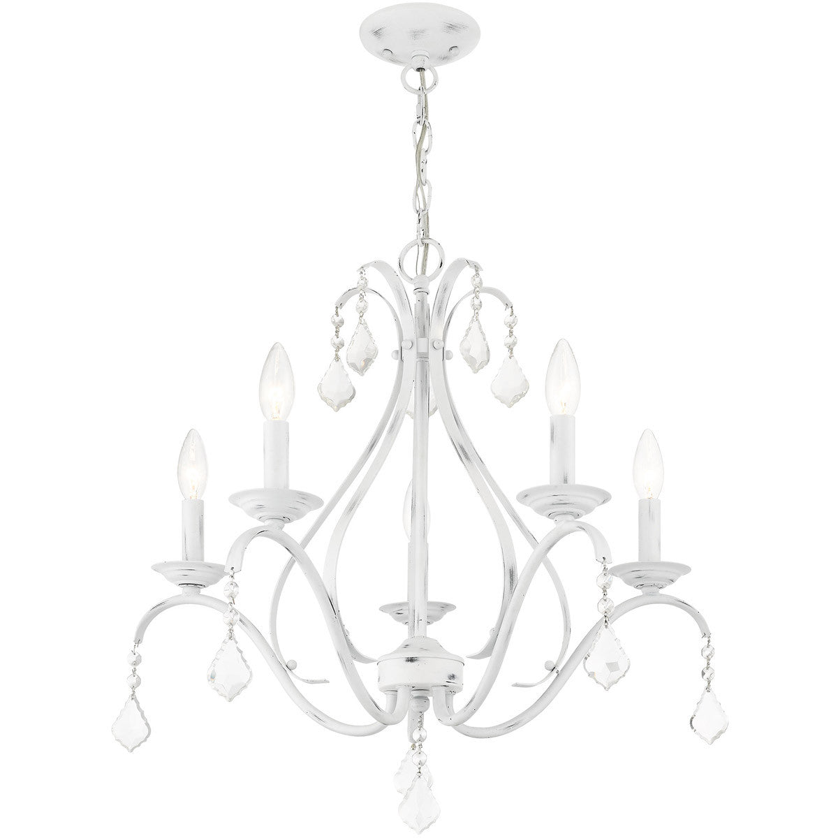 Five Light Dimmable Chandelier With Shades
