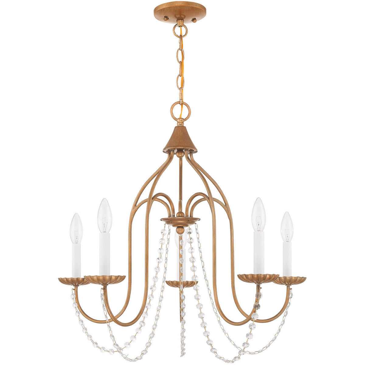 Five Light Dimmable Chandelier With Shades