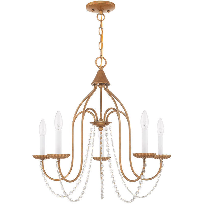 Five Light Dimmable Chandelier With Shades