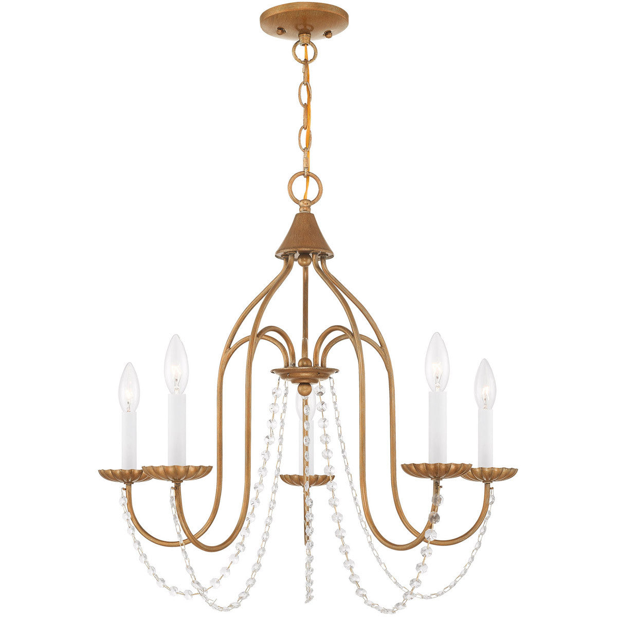 Five Light Dimmable Chandelier With Shades