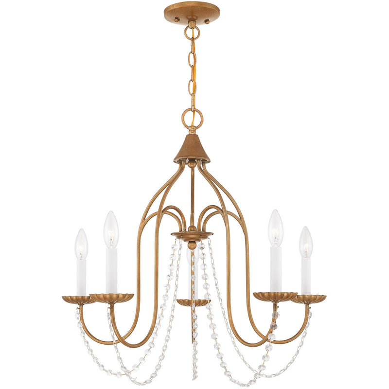 Five Light Dimmable Chandelier With Shades