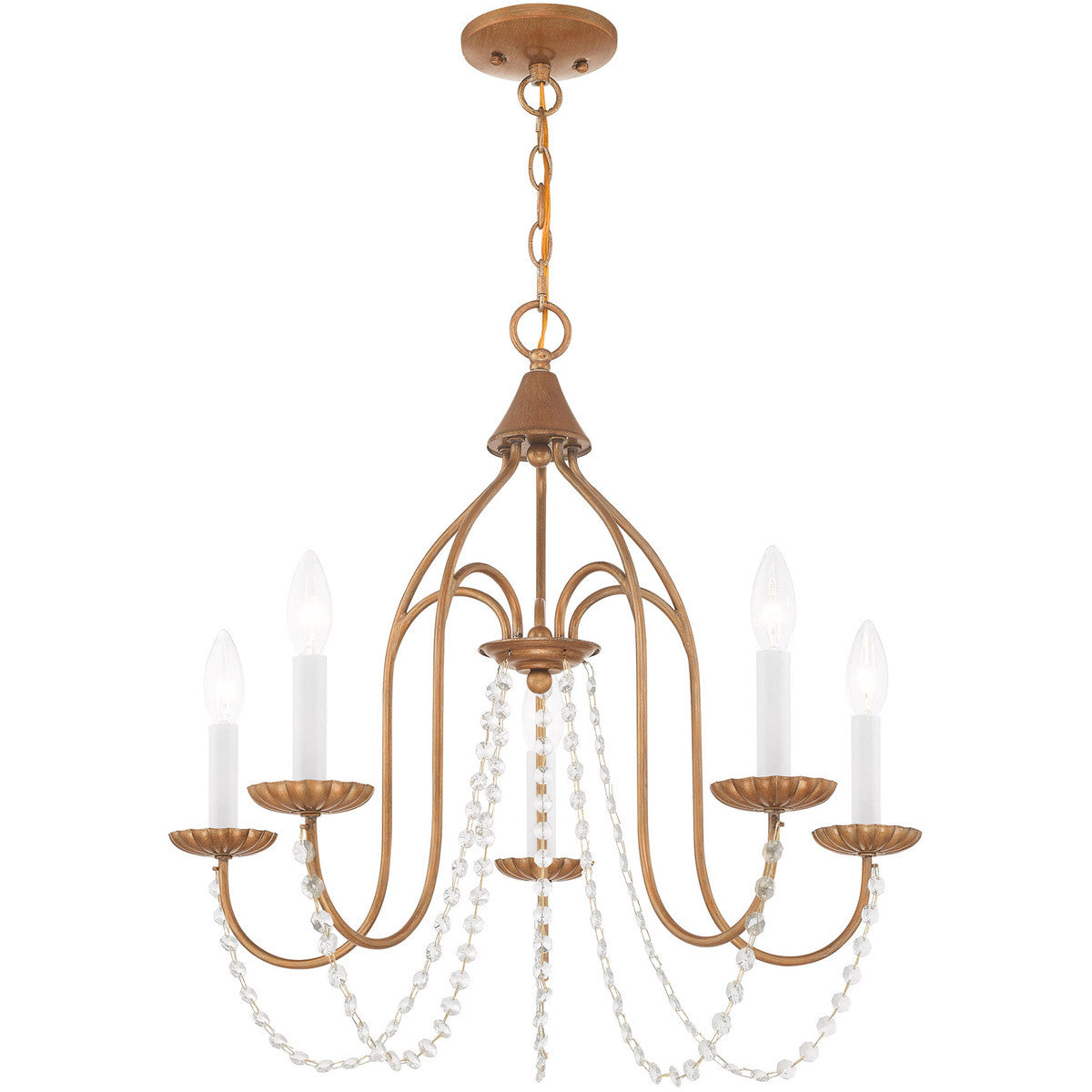 Five Light Dimmable Chandelier With Shades