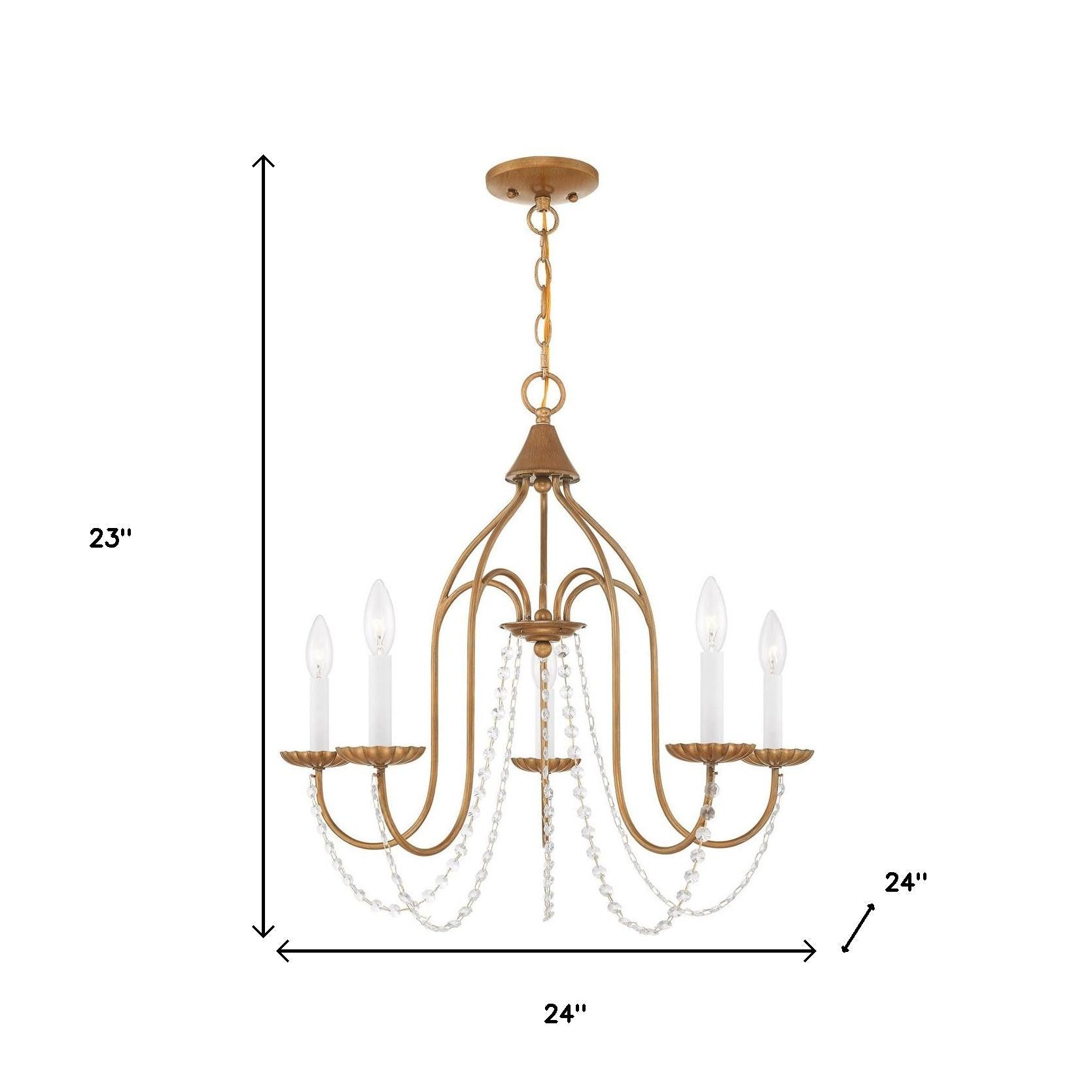 Five Light Dimmable Chandelier With Shades