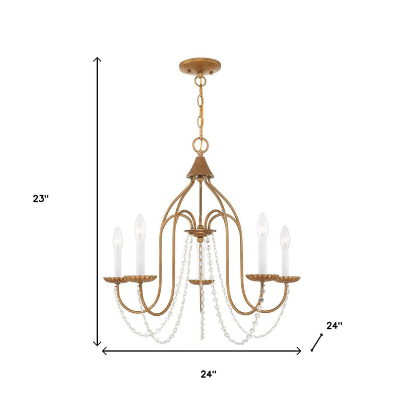 Five Light Dimmable Chandelier With Shades