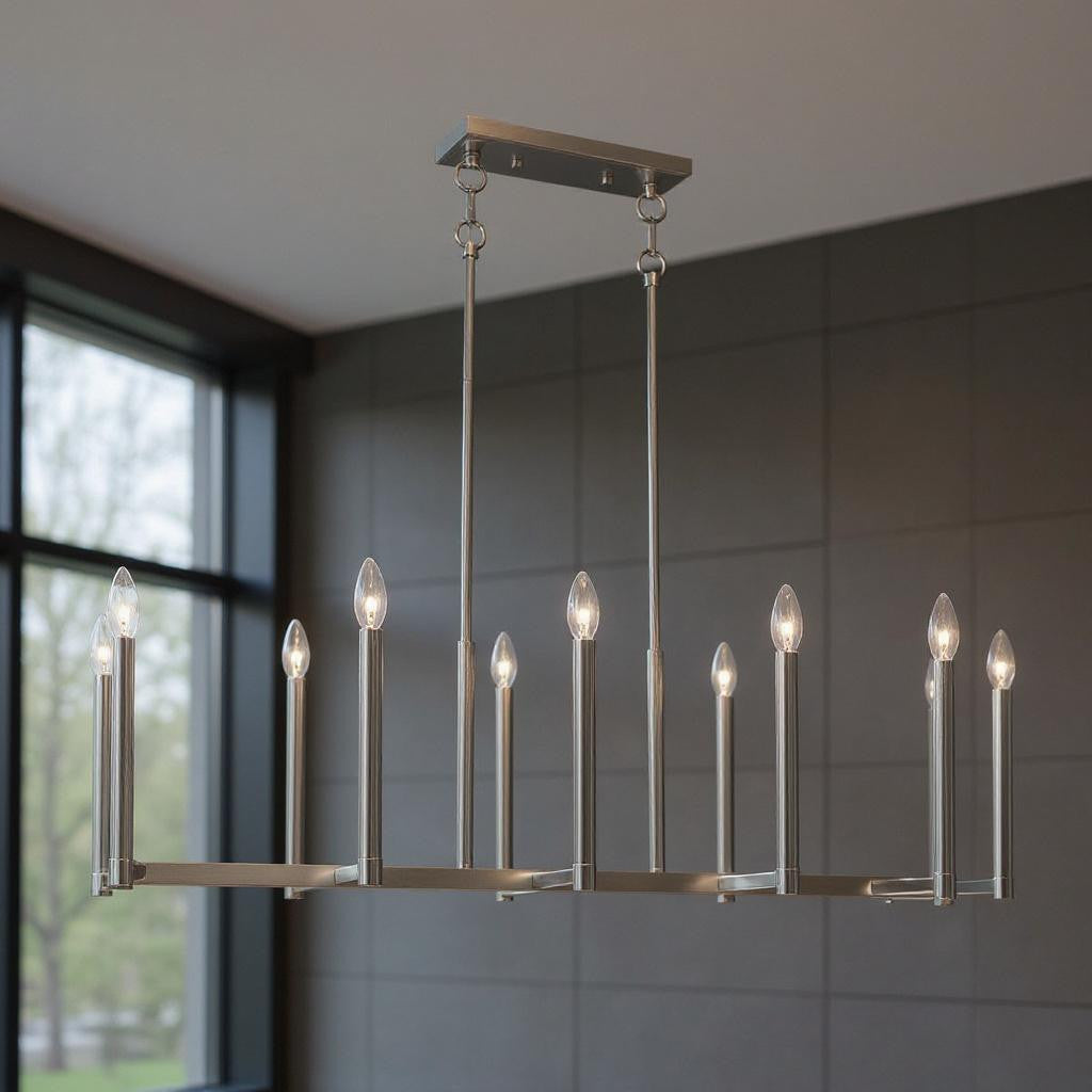 Ten Light Dimmable Chandelier With Shades