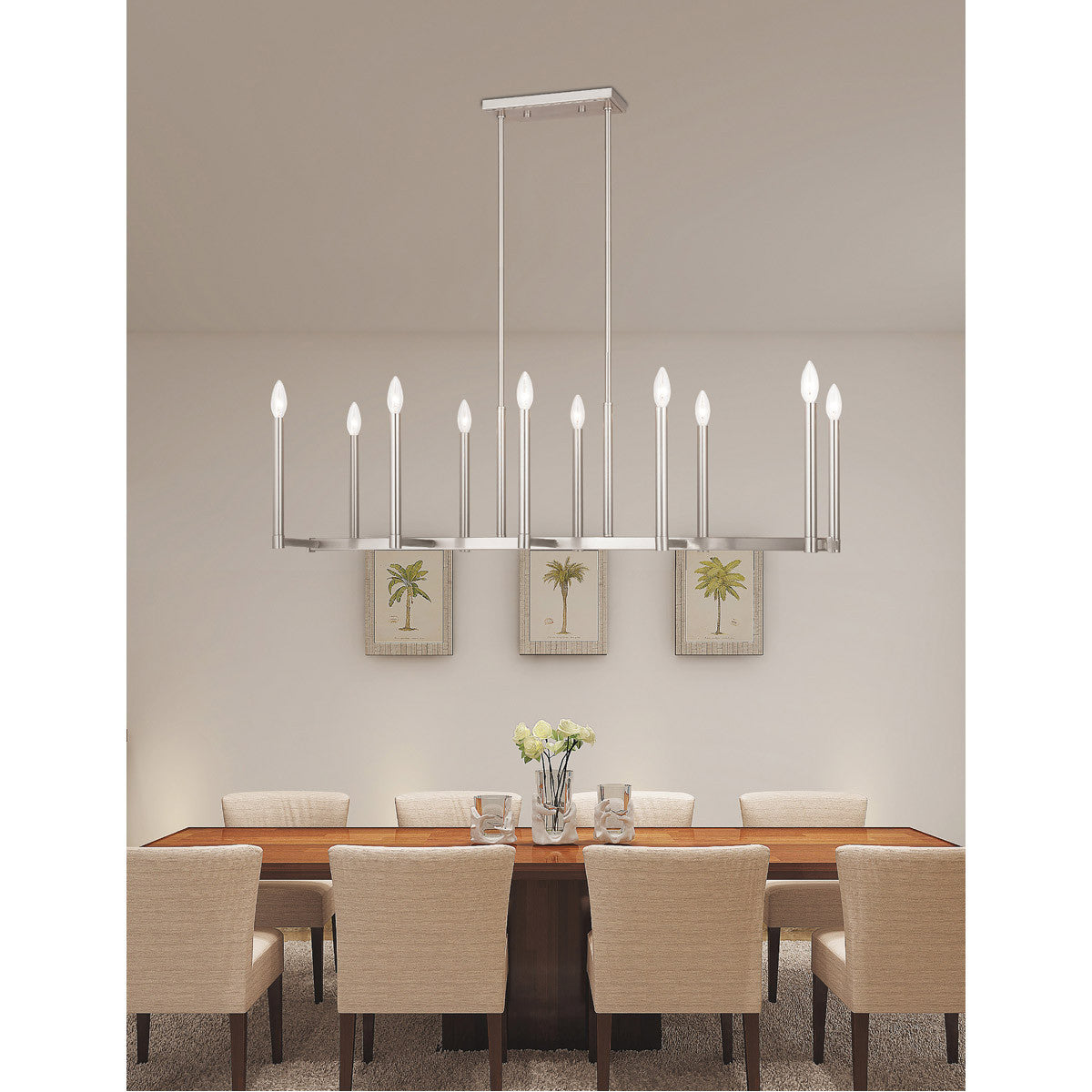 Ten Light Dimmable Chandelier With Shades