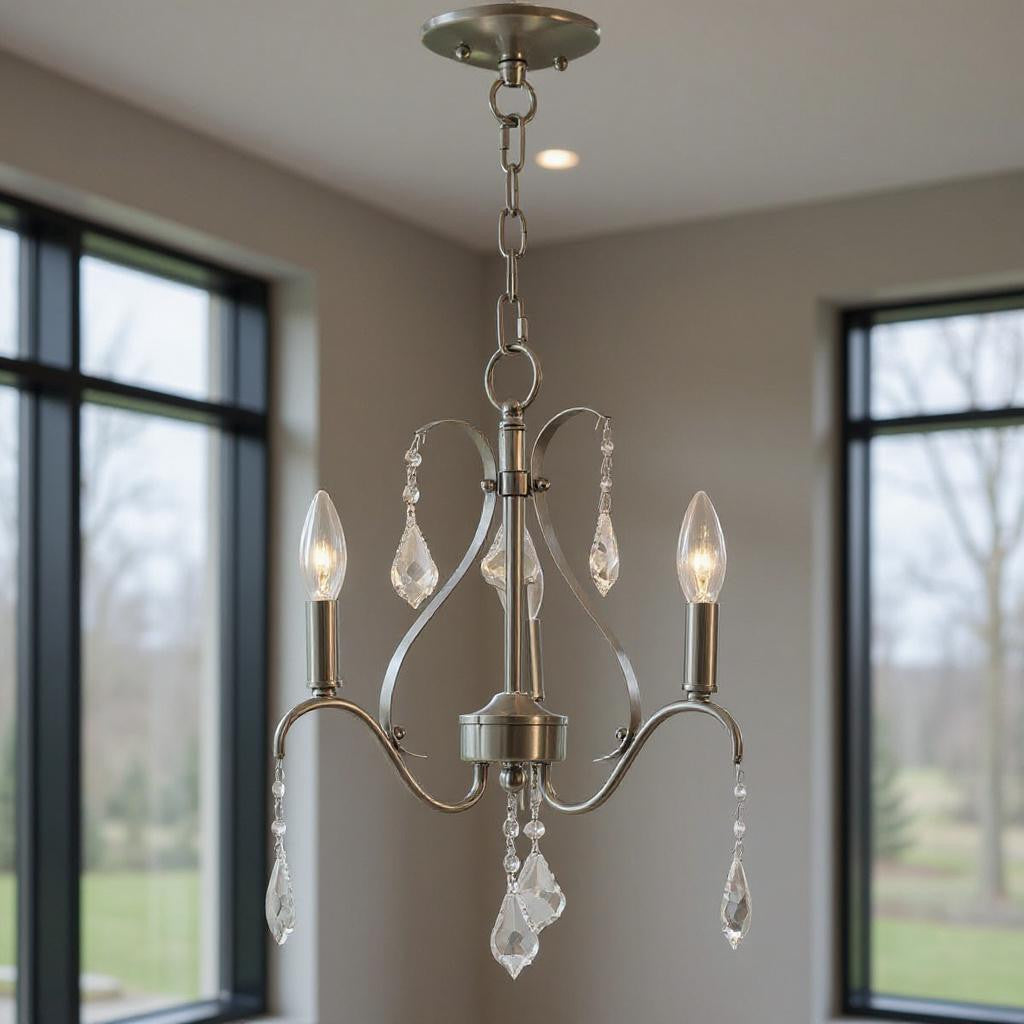Three Light Dimmable Chandelier With Shades