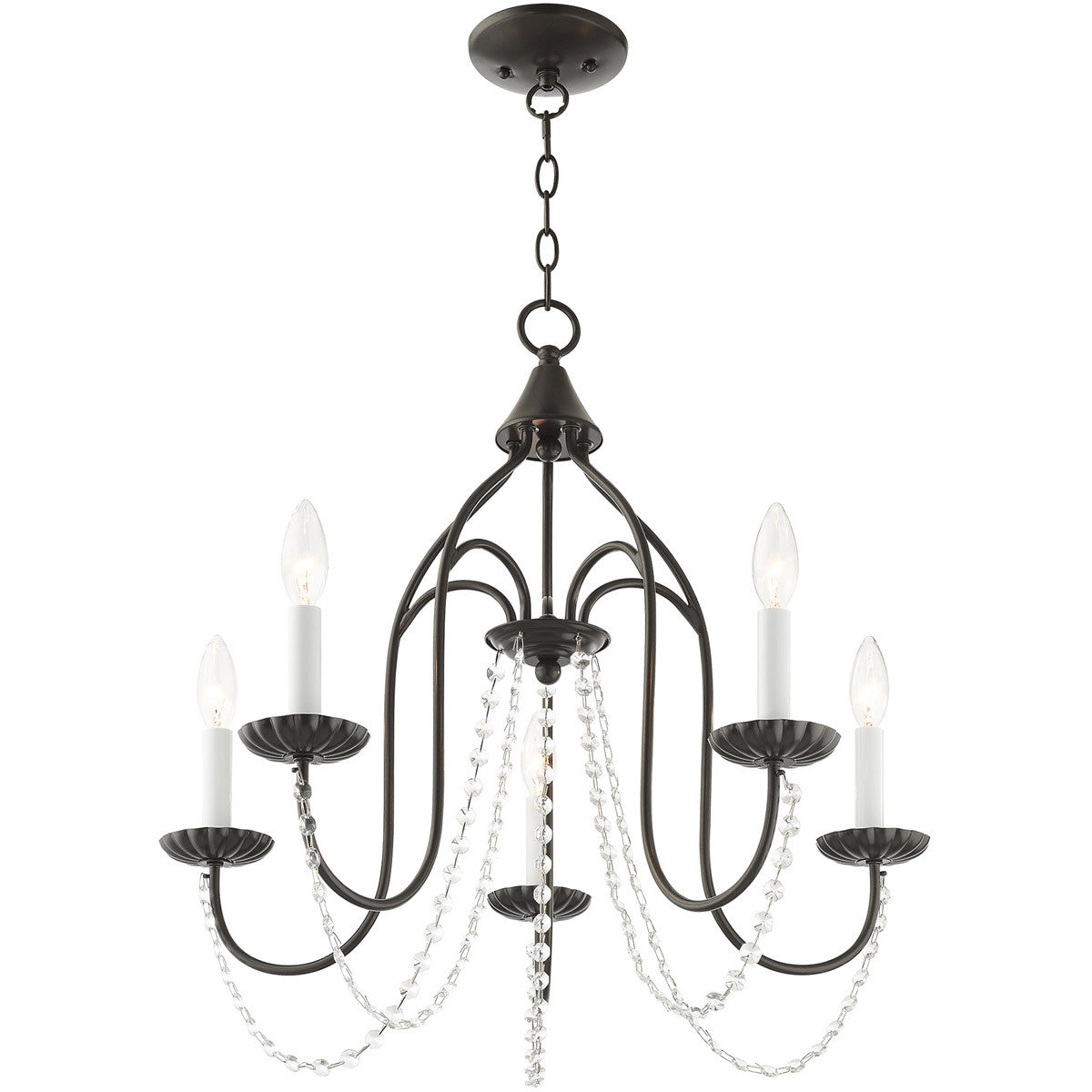 Five Light Dimmable Chandelier With Shades