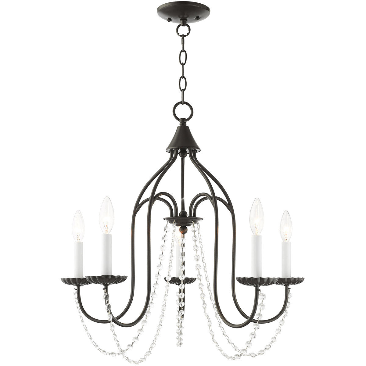 Five Light Dimmable Chandelier With Shades