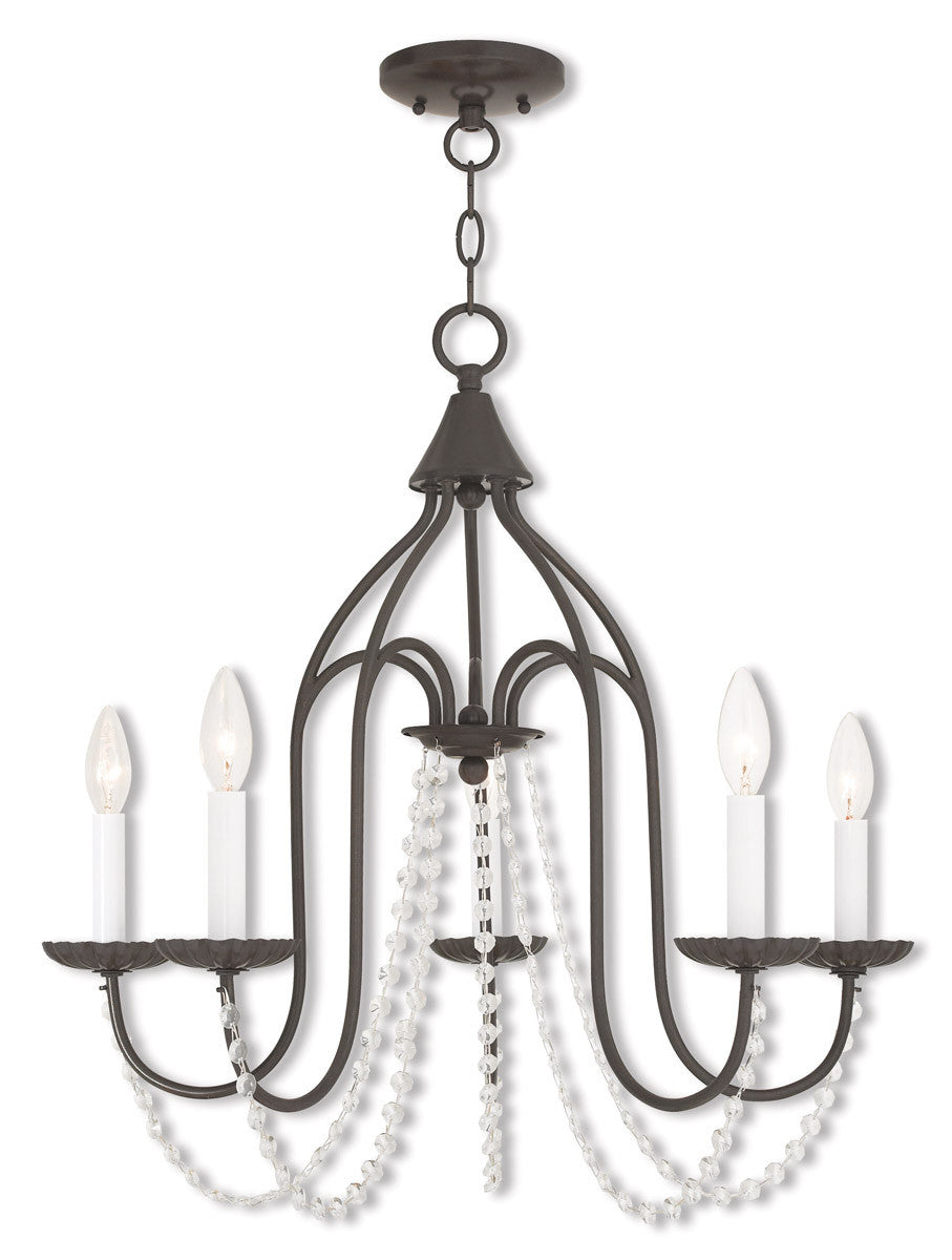 Five Light Dimmable Chandelier With Shades