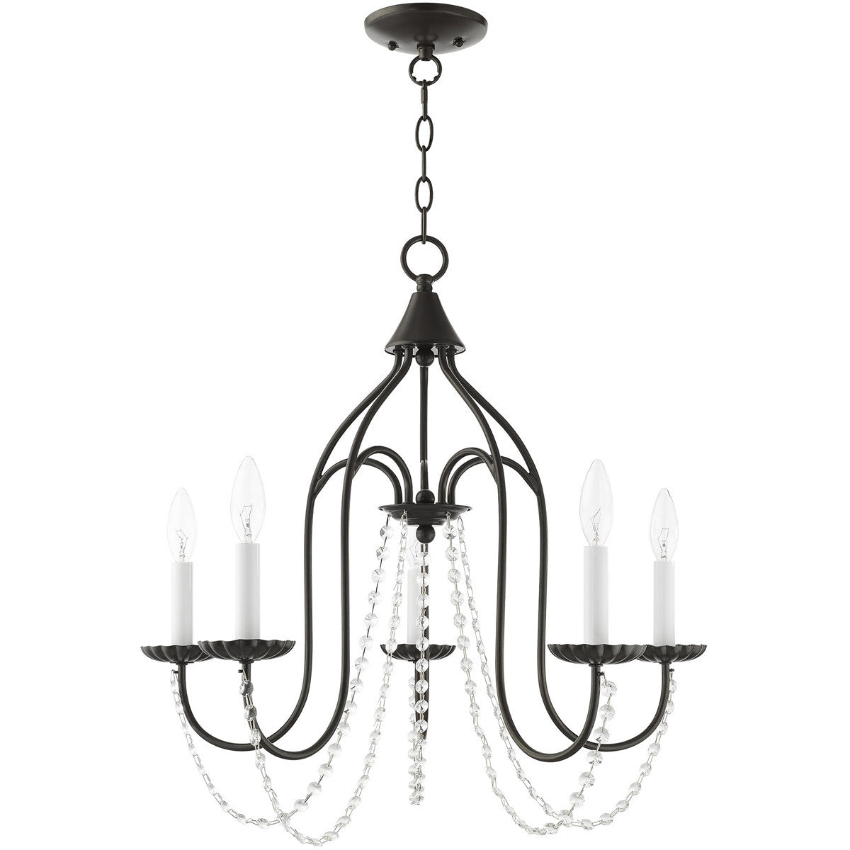 Five Light Dimmable Chandelier With Shades