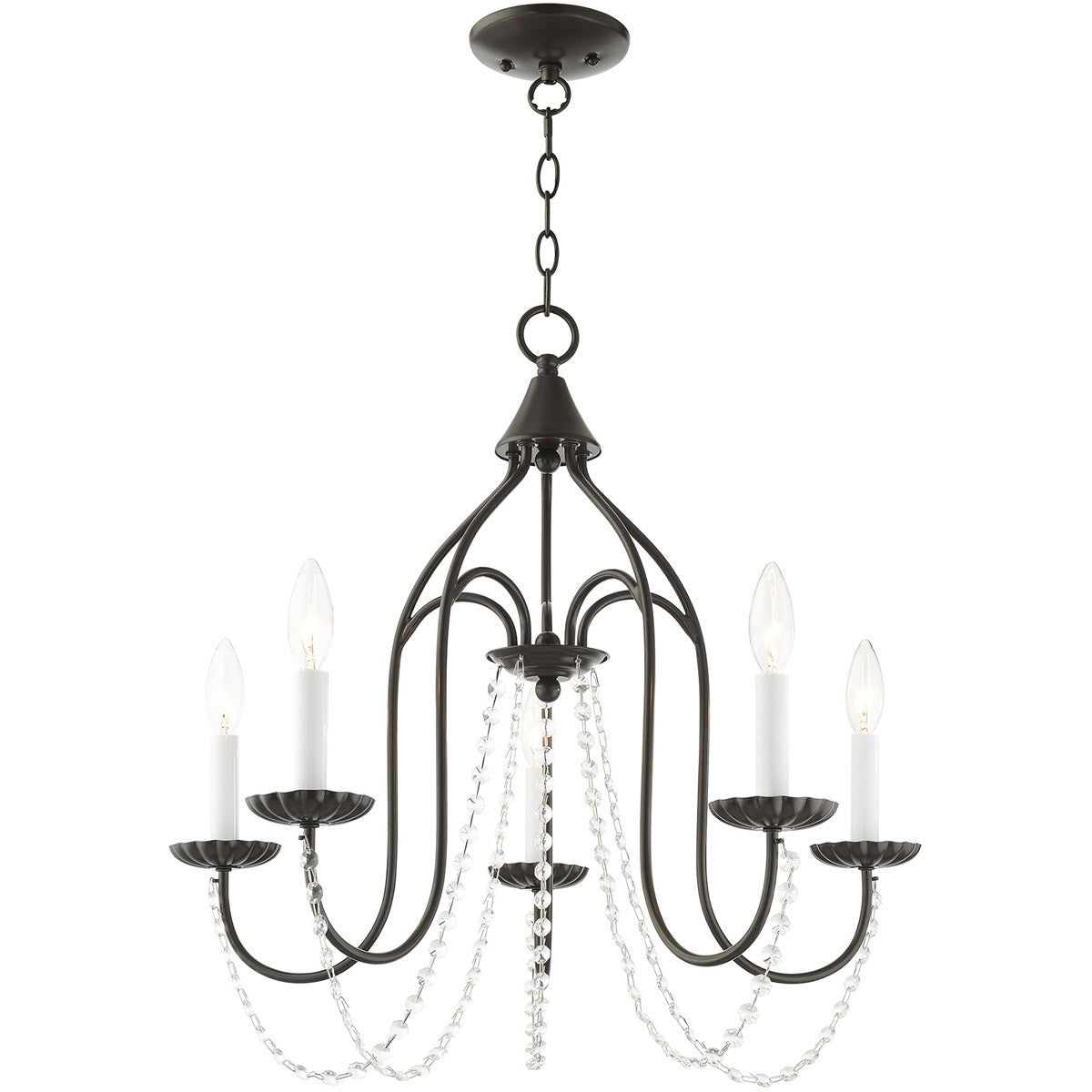 Five Light Dimmable Chandelier With Shades