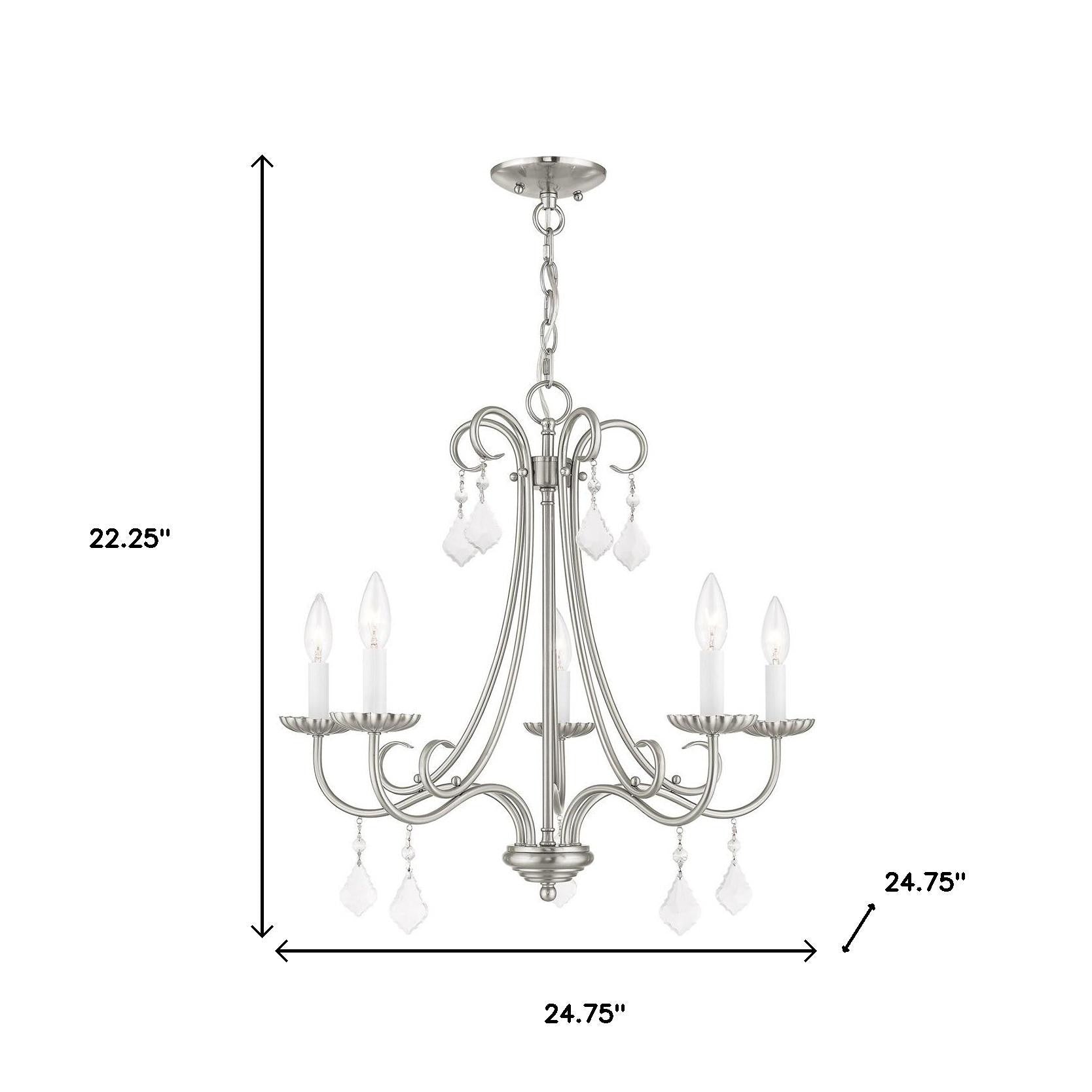 Five Light Dimmable Chandelier With Shades Default Title