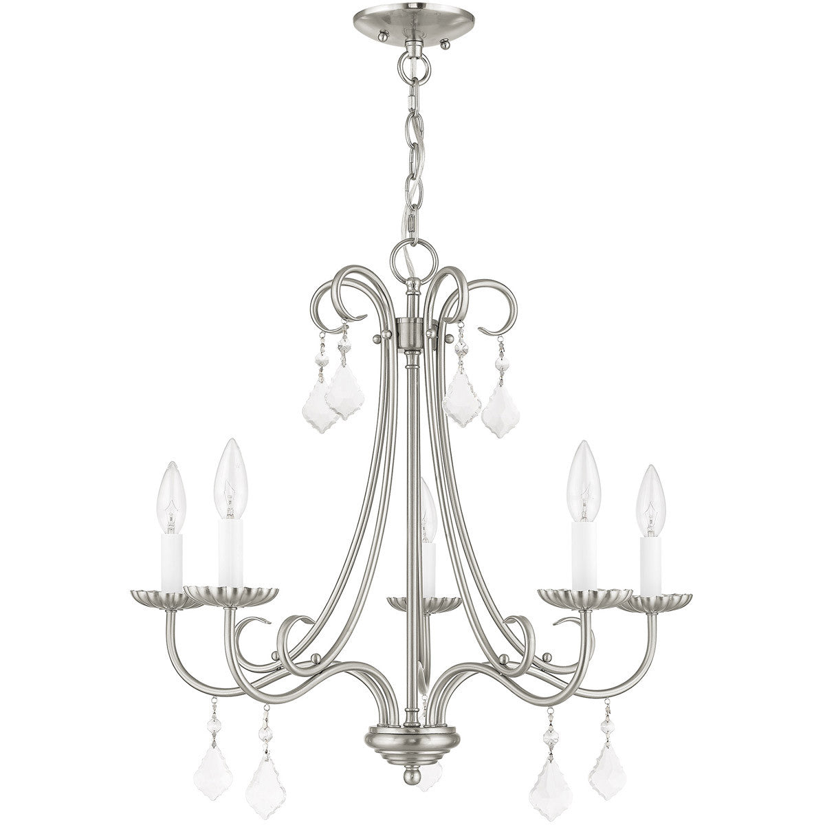 Five Light Dimmable Chandelier With Shades