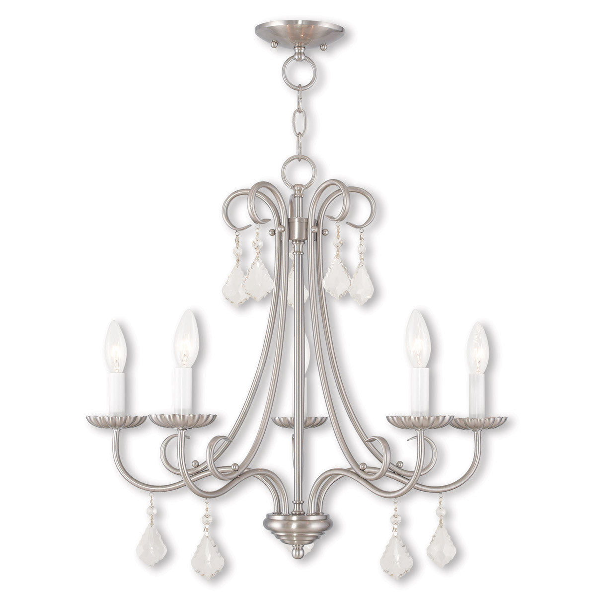 Five Light Dimmable Chandelier With Shades