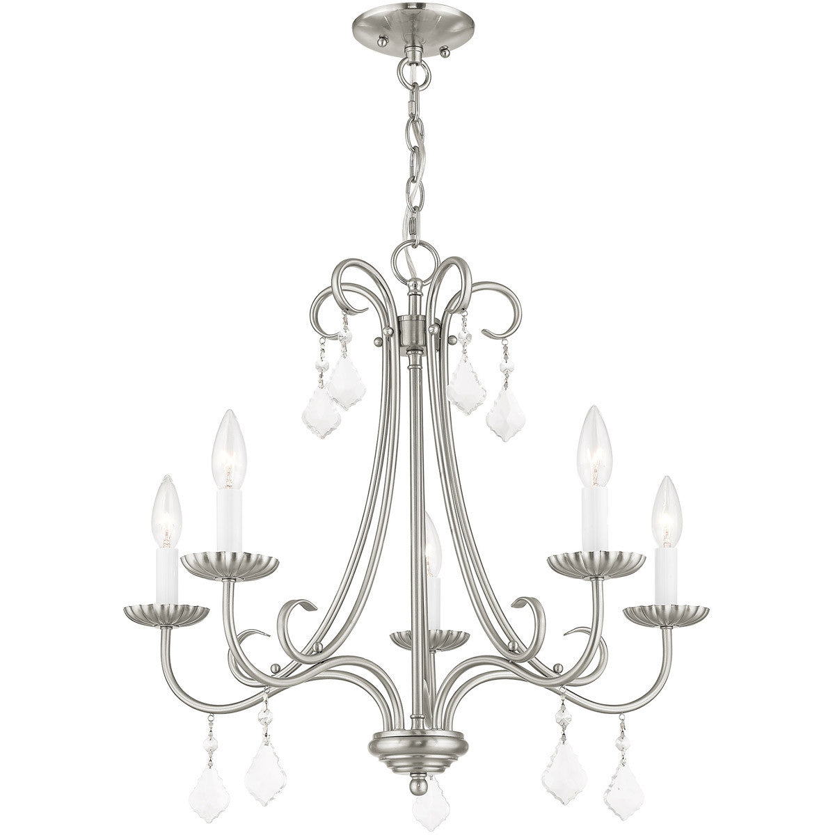 Five Light Dimmable Chandelier With Shades