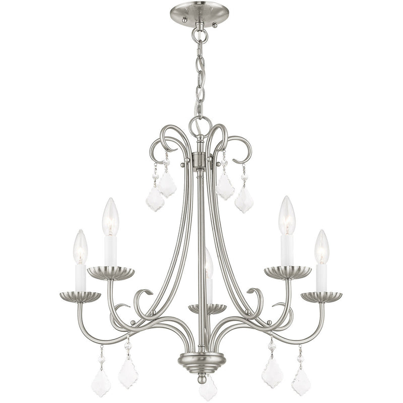Five Light Dimmable Chandelier With Shades