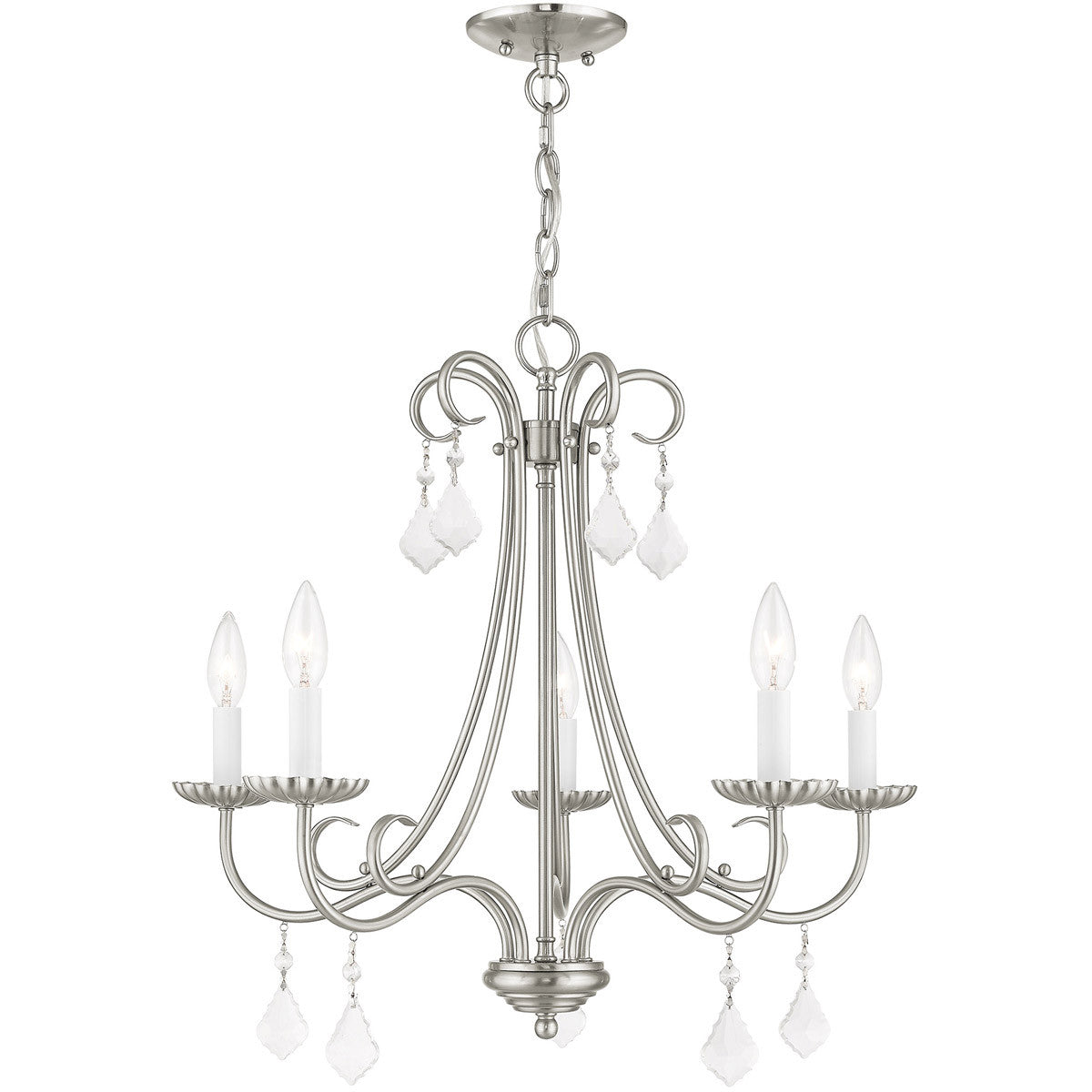 Five Light Dimmable Chandelier With Shades
