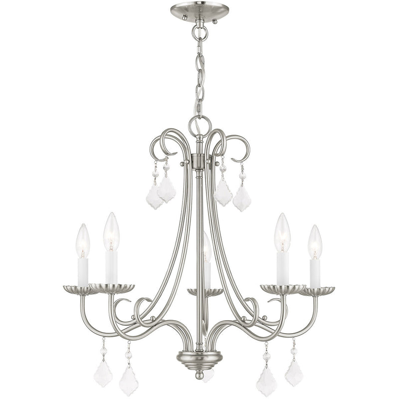 Five Light Dimmable Chandelier With Shades