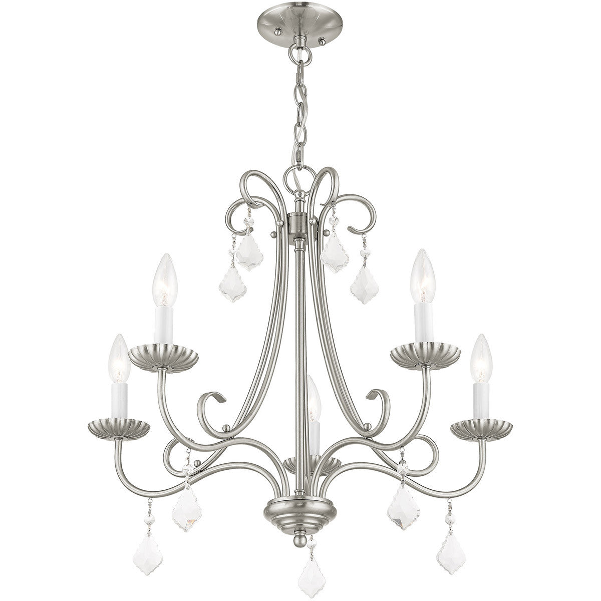 Five Light Dimmable Chandelier With Shades