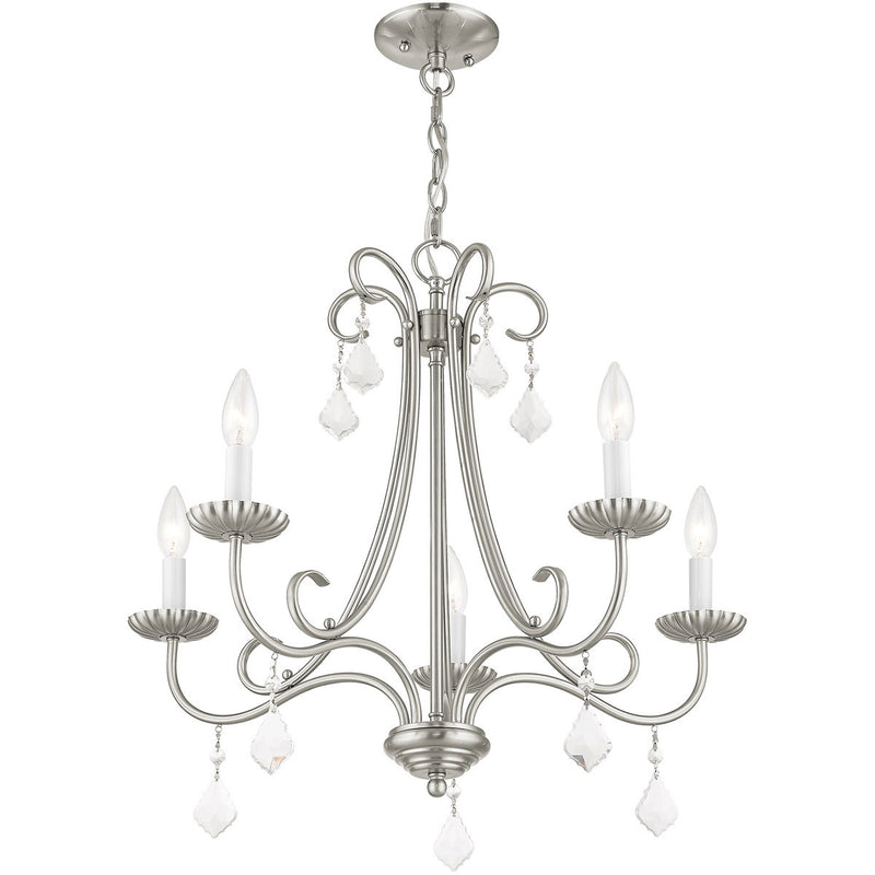 Five Light Dimmable Chandelier With Shades