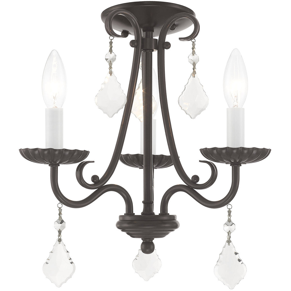Three Light Dimmable Chandelier With Shades Default Title