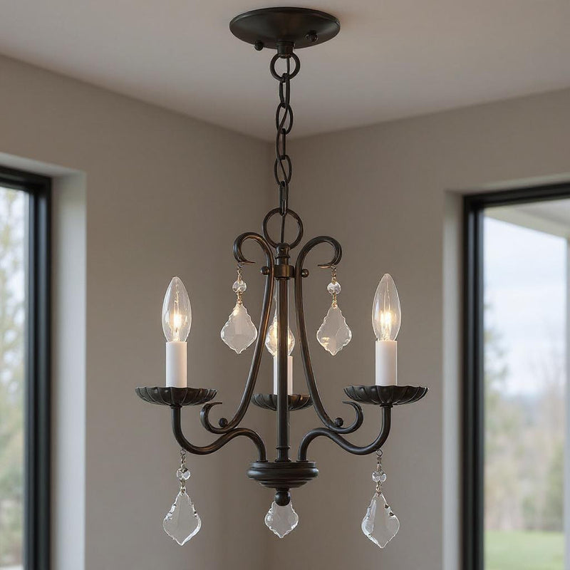 Three Light Dimmable Chandelier With Shades