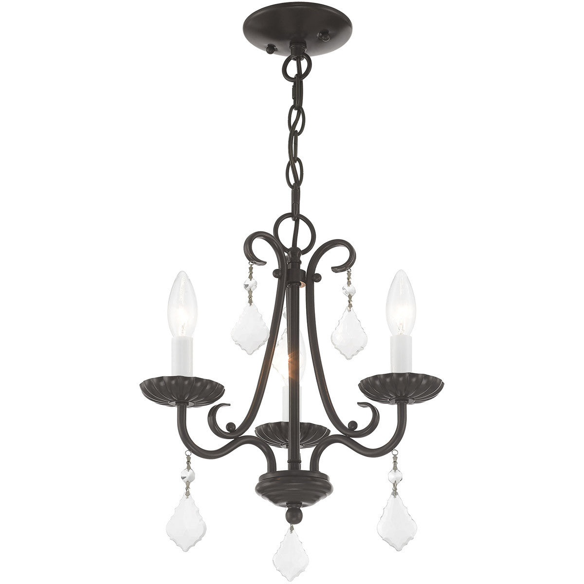 Three Light Dimmable Chandelier With Shades