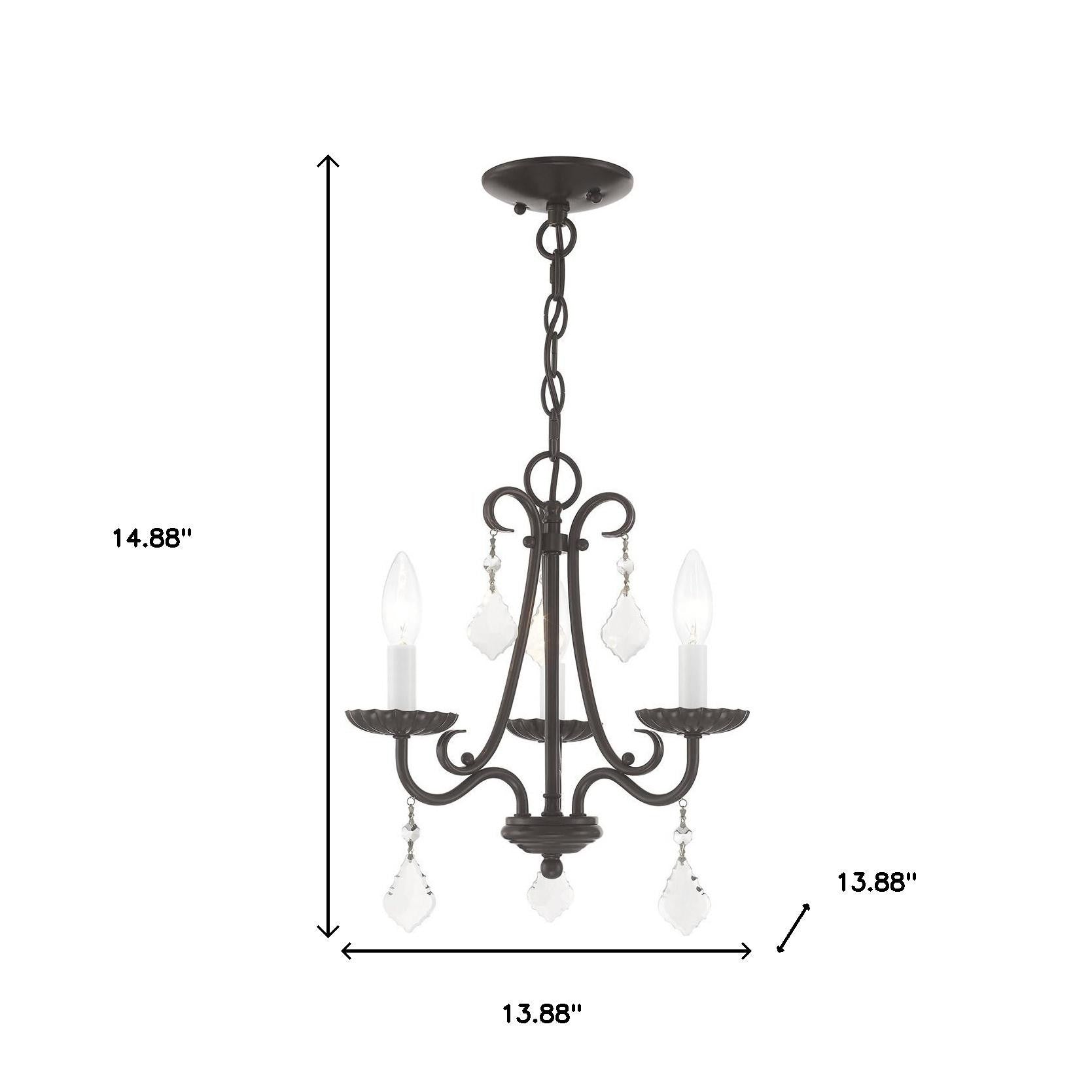 Three Light Dimmable Chandelier With Shades
