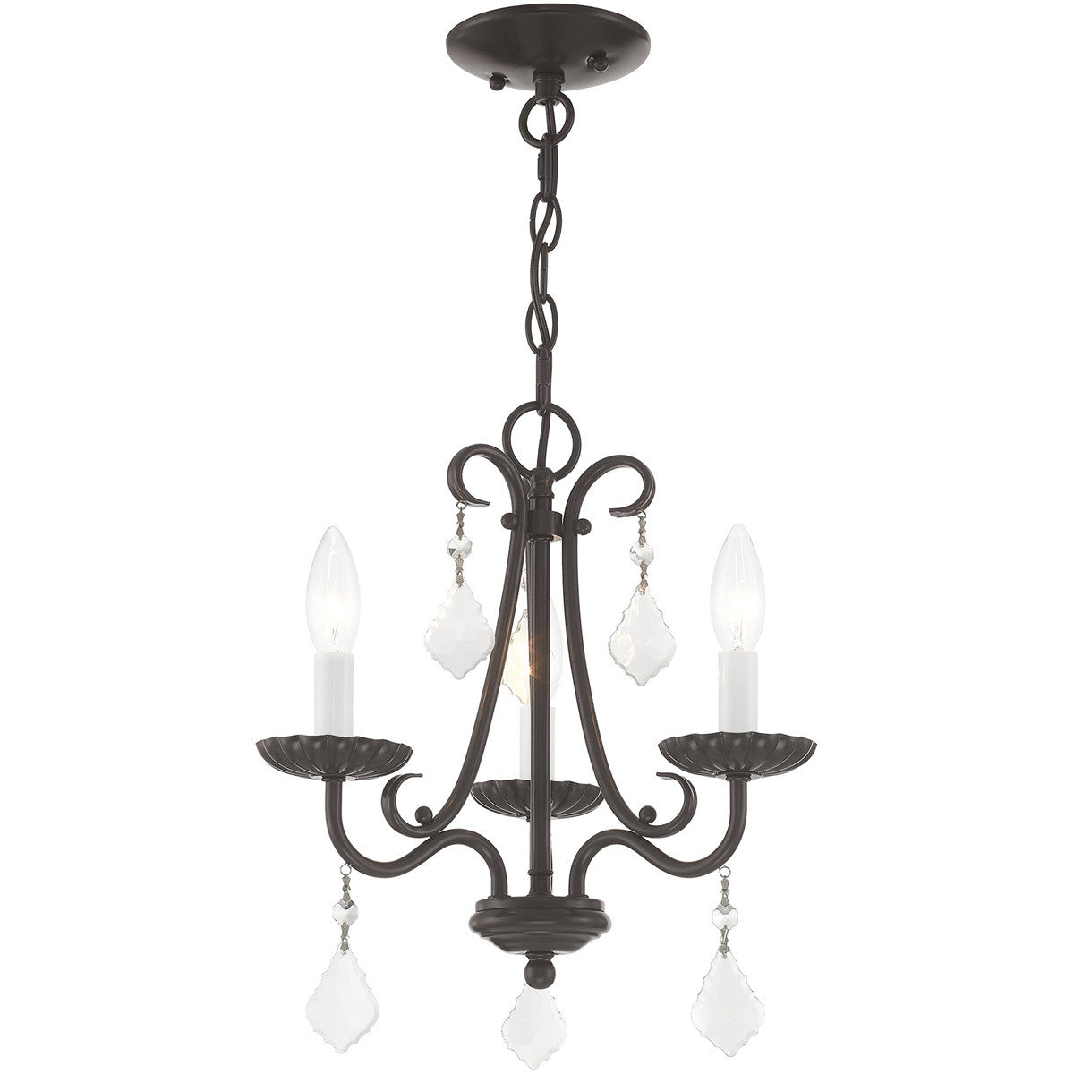 Three Light Dimmable Chandelier With Shades