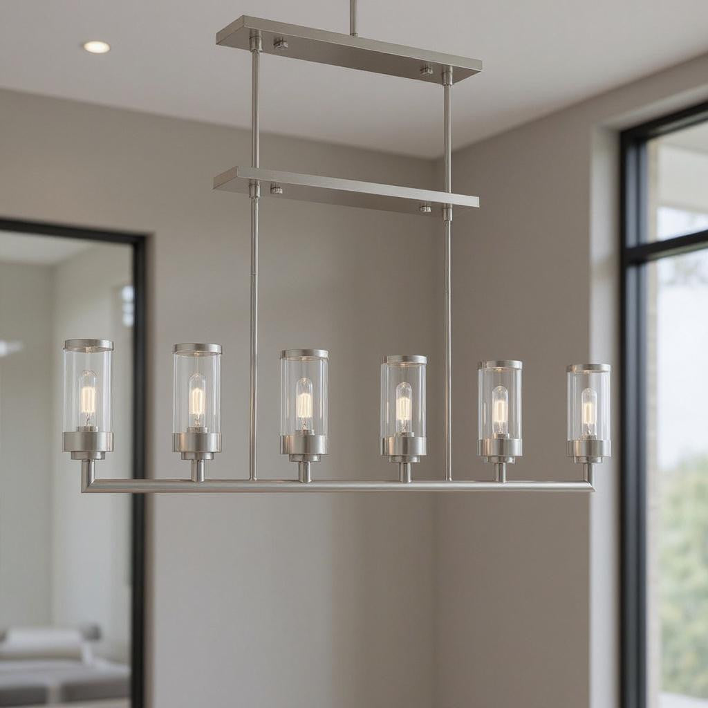 Six Light Dimmable Chandelier With Shades