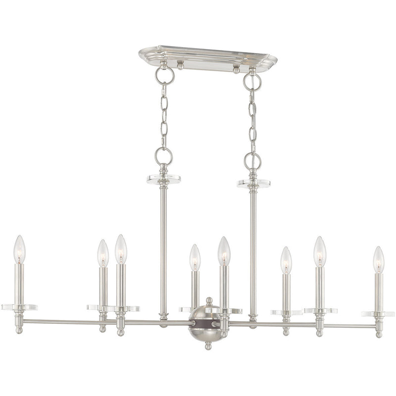 Eight Light Dimmable Chandelier With Shades