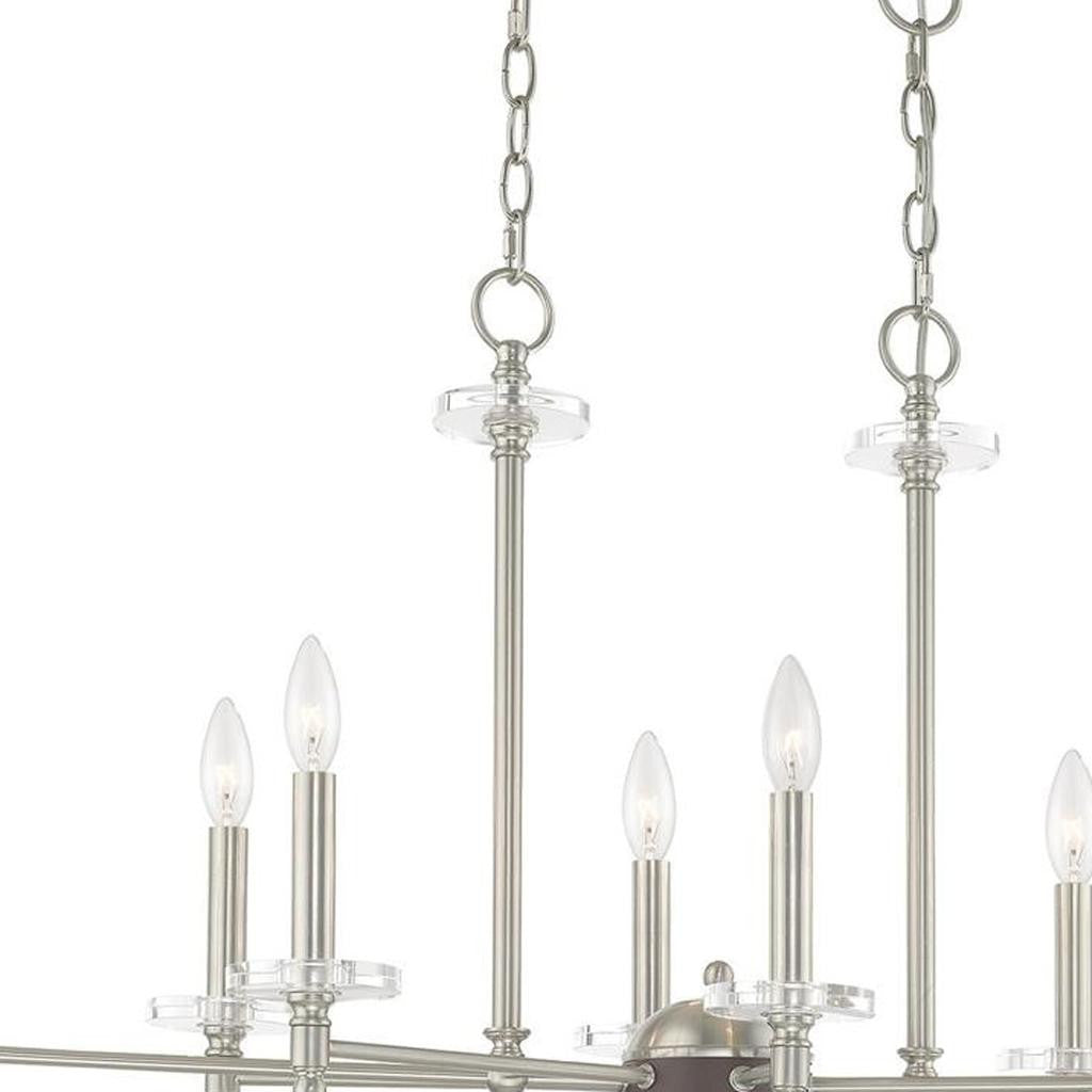 Eight Light Dimmable Chandelier With Shades
