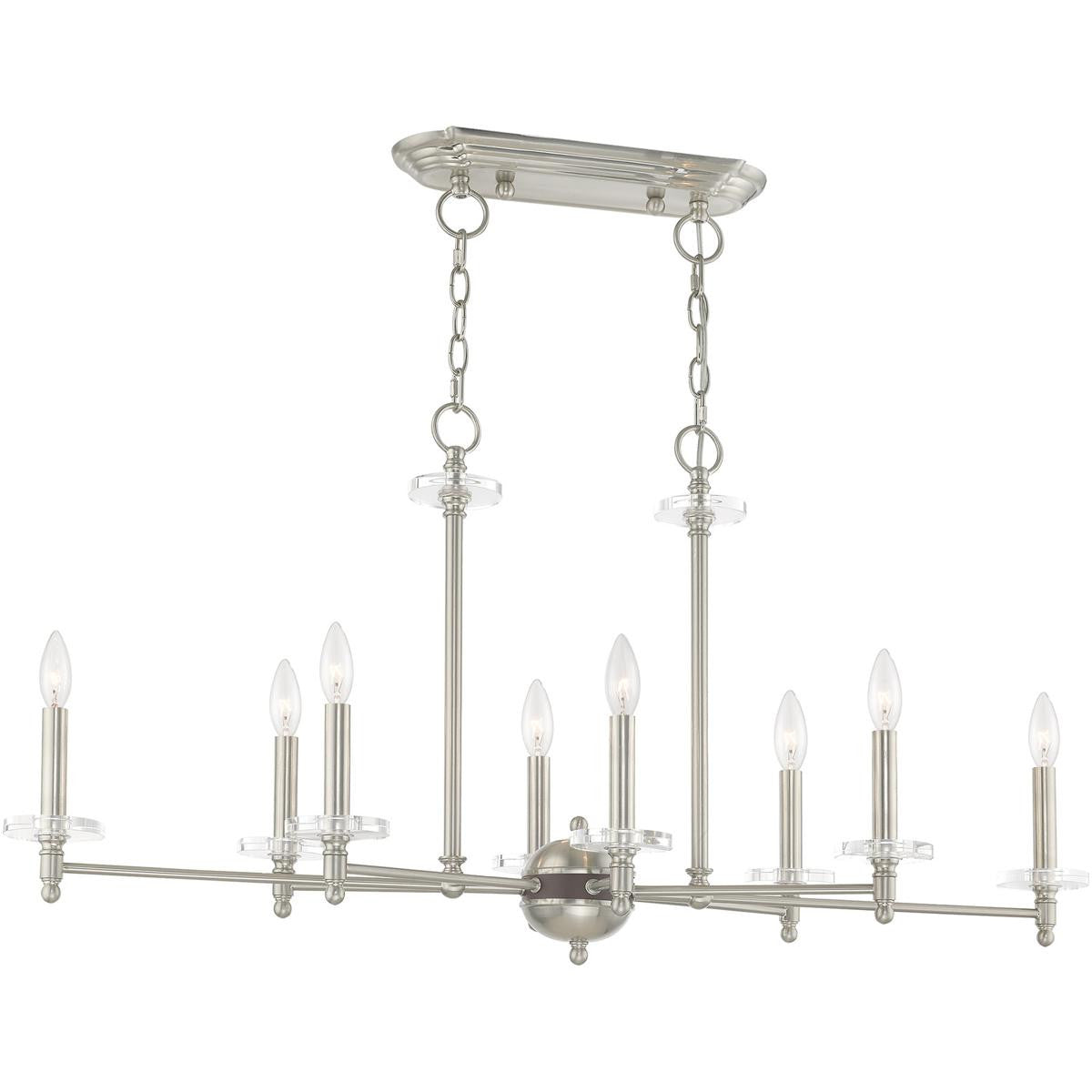 Eight Light Dimmable Chandelier With Shades