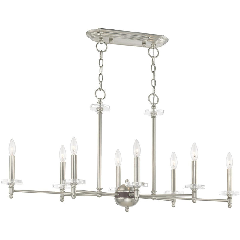 Eight Light Dimmable Chandelier With Shades