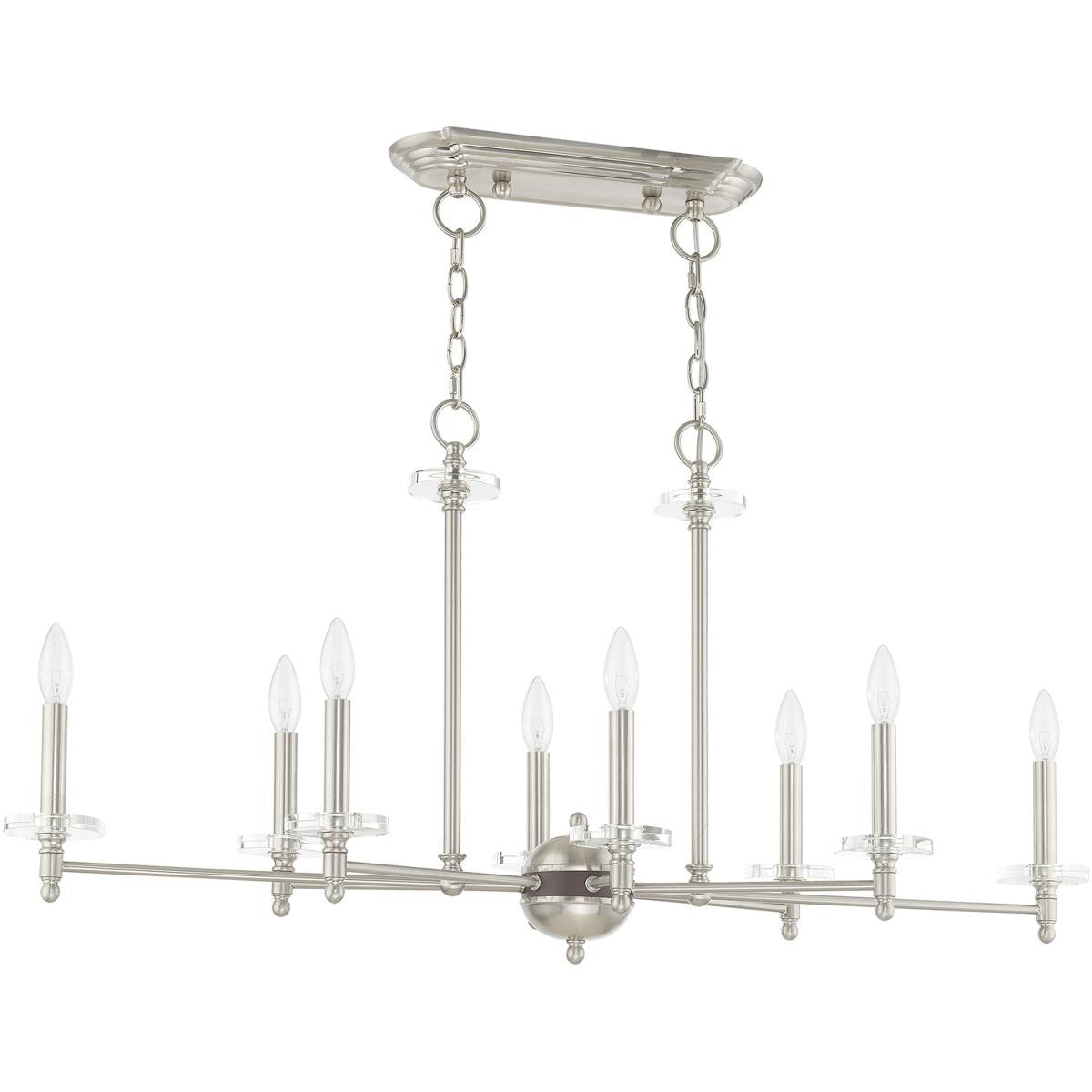 Eight Light Dimmable Chandelier With Shades